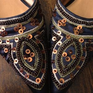 Beaded Satin Kitten Heels